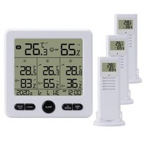 기상 관측소 실내/실외 무선 센서 디지털 온도계 습도계 3 개의 원격 센서가있는 LED LCD 디스플레이 온도계, 02 White