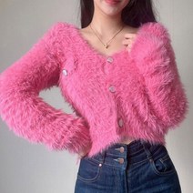 하젤 라피아 포켓 앙고라 크롭 가디건_W1416