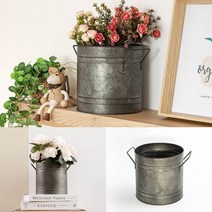 빈티지 철제 양손 바스켓 양철통 철바구니 손잡이바구니 철제양동이 철바구니 철제양동이
