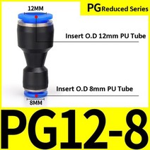 공압 피팅 플라스틱 커넥터 PU PG 4mm 6mm ~ 8mm 10mm 에어 워터 호스 튜브 푸시 인 스트레이트 퀵 커넥터, 07 PG12-8, 07 PG12-8