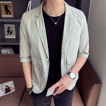 남자 아우터 여름 반팔 블레이저 7부 마이 자켓 남성 오피스룩 가을 시원한 오버핏 하객룩 정장