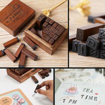 영문글자 이니셜 다이어리 숫자 아이디 알파벳 영문 영어 우드 도장 스템프 세트, 영소문자스템프+잉크패드