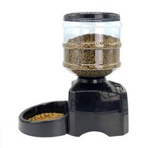 반려동물 자동 사료 공급기 5.5L 기록 개 고양이 그릇 정량 일반 식사 1개, [02] Black