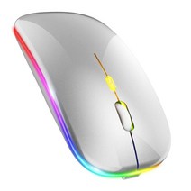 레이저 무선 마우스 듀얼 모드 블루투스 충전식 광학 slient 백라이트 미니 초박형 usb 2.4g 컴퓨터 노트북 pc, 은