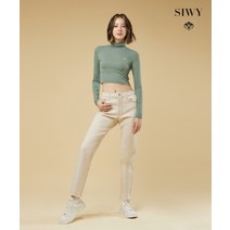 [SIWY] 슬림 와이드 데님 팬츠 아이보리