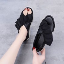 포브 여성 여름 프릴 스트랩 샌들 헤이즐