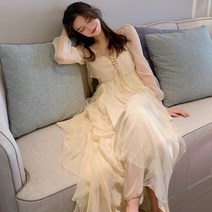 긴소매원피스 봄 여름 숲 스윗 머메이드한 샤랄라 하프기장 허리보정 여성 15 스카이 2598753581, (코트 _원피스 )M