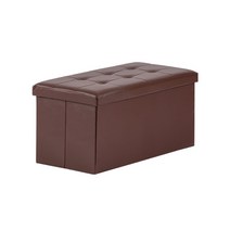 루마루 접이식 레더 수납 소파스툴 더블 벤치형 1P, 브라운