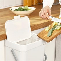 리템 걸이형 쓰레기통 탈부착형 플립 뚜껑 냄새방지, 아이보리