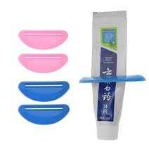 치약 튜브 압착기 디스펜서 4개 욕실용 플라스틱 클립 치약용 도구 핸드 크림 페인트 화장품 블루 핑크