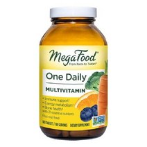 이지몰 MegaFood One Daily 종합비타민 - 여성과 남성을 위한 리얼 푸드 함유 면역 지원 보충제 비타민 C B 뼈 건강 에너지 대사 채식주의자 유전자 변형 성분 무함, 표준 포장, 180 카운트(1팩)