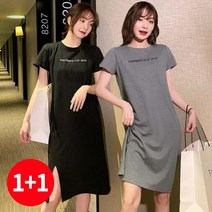주디앤 여성 여름 슬림라인 반팔 롱원피스 루즈핏 1+1