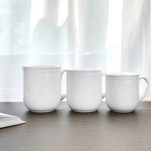 킴스아트 화이트 라인머그 3 size 카페 머그잔 백색 유광 도자기 라떼컵, L 480ml