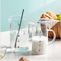 내열 계량도구 높은 붕규산염 유리 측정 컵 정밀 저울 커피 손잡이, 500ml