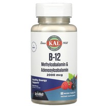 KAL B12 메틸코발라민 + 아데노실코발라민 혼합 베리 2000mcg 마이크로정 60정