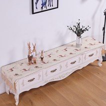 SKANDSALO 식탁보 레이스 패브릭아트 직사각형 거실 화장대 신발장 긴테이블 커버먼지방지 덮개천, T09-화이트, C06-46*210CM(적합 장롱 145-170CM)