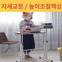 높이조절책상 높낮이조절 스탠딩책상 1인용컴퓨터책상 노트북테이블 침실 거실 이동식 사이드테이블 보조 책상테이블, 고급형 오크 (80X60)