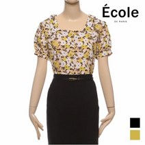 에꼴드파리 ECOLE 스퀘어 카라 플라워 블라우스_F05WBB015Z