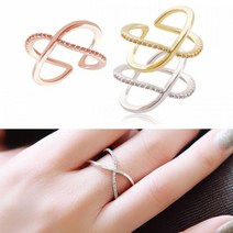 ppp 큐빅 X 라인 반지