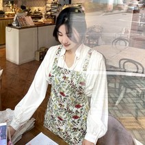 숲속 앞치마 고급나염 린넨 코튼 국내제작상품, 블루