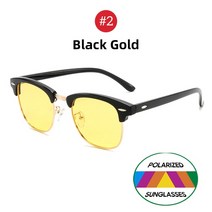 야간투시경 메쉬원경 단메쉬경 VIVIBEE Semi-Rimless Night Vision 안경 남성용 옐로우 편광 렌즈 고글 클래식 스퀘어 2022 여성, 02 2 Black Gold