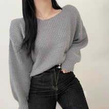 VANANA2 여성 페미닌 루즈 벌룬 비비드 여리 긴팔 니트