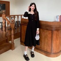 복고풍 블랙 원피스 빈티지 레트로 하객룩 공연 무대 개화기 의상 햅번 드레스