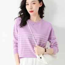 디커스텀 여성용 라운드넥 단가라 니트티