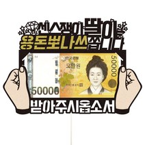 엄마 아빠 부모님 생신 용돈 파티 케이크토퍼, 52-용돈뽀나쓰(딸)