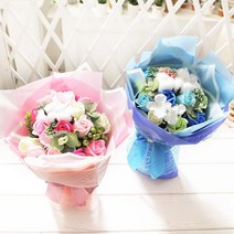 코튼 비누 장미 꽃다발(블루) 비누꽃 화이트데이 선물_ - 2022958EA, 쿠팡 2 코튼 비누장미 블루, 쿠팡 2 본상품선택