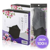 [무궁화] 웰즈 마스크 KF94 블랙 3D마스크 100매 국산원부자재 국내생산, 상세 설명 참조
