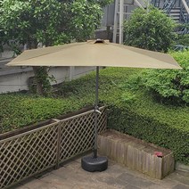 직사각형 하프 파라솔 반쪽 파라솔 차양막 테라스 정원 접이식 간편 어닝 벽면 상점 업소용, G 물통 거치대