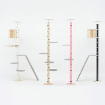 파스텔 스틸 원목 캣폴 캣타워, 블랙 (기본발판 3개 포함)_235cm 미만