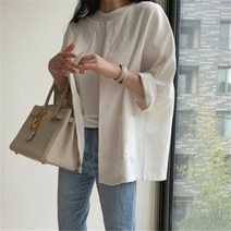 cj3 린넨 마 봄 여름 라운드넥 자켓 블레이저 가디건 심플 정장 캐주얼