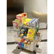 이동식카트 주방카트 업소용 드레싱카 이동식 서빙카트 카트 다용도, 바구니를 걸지 않고 이중 레이어 보관 랙
