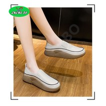 SHENGBO여성 소프트 가죽 플랫슈즈 키높이 발편한 로퍼 스니커즈 슬립온NO.001