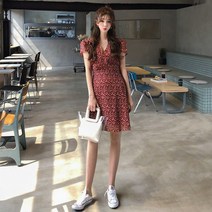 KORELAN KORELAN 싼야투어 날씬 비치 스커트 짧은 키 태국 발리 해변 바캉스 플라워 원피스 여름