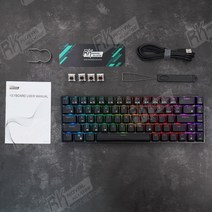 RK68RK855/RK61 Pro 65% 블루투스 RGB 핫 스왑 가능한 기계식 게임용 키보드 컴팩트 68 키 무선 게이머, [03] RK Hot-swap Red, [02] RGB RK68 Black, 03 Hot-swap Red, 한개옵션2