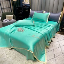 부드러운 여름 이불 세트 호텔식 텐셀 실크 침구 퀸 라지킹135808 블랙 시원한 4종 에어컨 얼음 얇은 코어 침대 Tencel 시트