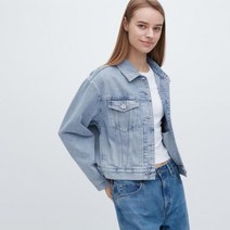 유니클로 청자켓 연청 여자 크롭 데님 재킷 456090