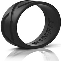 Silicone Wedding Ring for Women - Designed Silicon Rubber Band Thin Comfortable and Durable Wedding, Size 8.5 - 9 (18.95 mm), Black