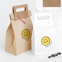 [핸즈픽메이드] 스마일 각대봉투 10매 선물 빵 베이킹 포장 종이 봉투 페이퍼백, 해피스마일 / 10매, 크라프트