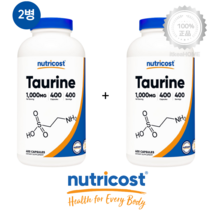 [2병] 뉴트리코스트 대용량 타우린 1000mg 400캡슐 효과 영양제 Taurine