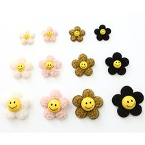 1개 6cm 입체장식 와펜 뽀글스마일 12종, 대_476112, 블랙