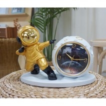 저소음 인테리어 우주인 탁상시계 골드색 직장인 탁상용알람 무소음led 탁자 아이방 무소음 알람시계 책상