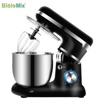 가정용 제과제빵 반죽기 BioloMix 6L5L 스탠드 믹서 스테인레스 스틸 보울 6 단 주방 음식 블렌더 크림 달걀 케이크 반죽 빵 제조기, 5L BLACK+AU