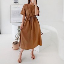 아노락 반팔 스트링 롱 원피스