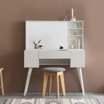 장인가구 뜨레야 수납 화장대 세트 (화장대+거울+스툴), 내추럴화이트(도어형)