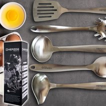 애드크로스 헤르조그 스테인레스 키친툴 주방 도리도구 스텐 일체형 키친 툴 국자 스푼 뒤집개 뒤집게 5종세트, 5종(뒤집개+국자+볶음스푼+오리국자+면국자)