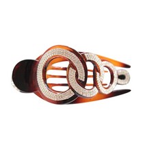 OEM 여성 패션 라인스톤 피쉬 입 헤어 클립 오리빌 헤어핀 스타일링 도구, 1개, Brown